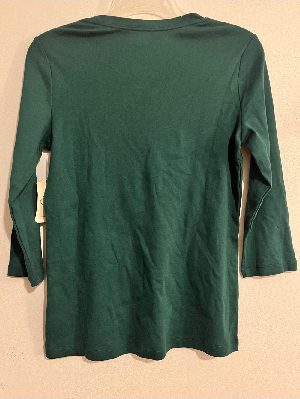 Women’s Green V-Neck Long Sleeve Top St John’s Bay Size XS 100% Cotton - Picture 5 of 7